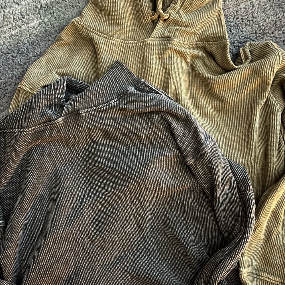 Cozy Ribbed Hoodies - Olive and Charcoal